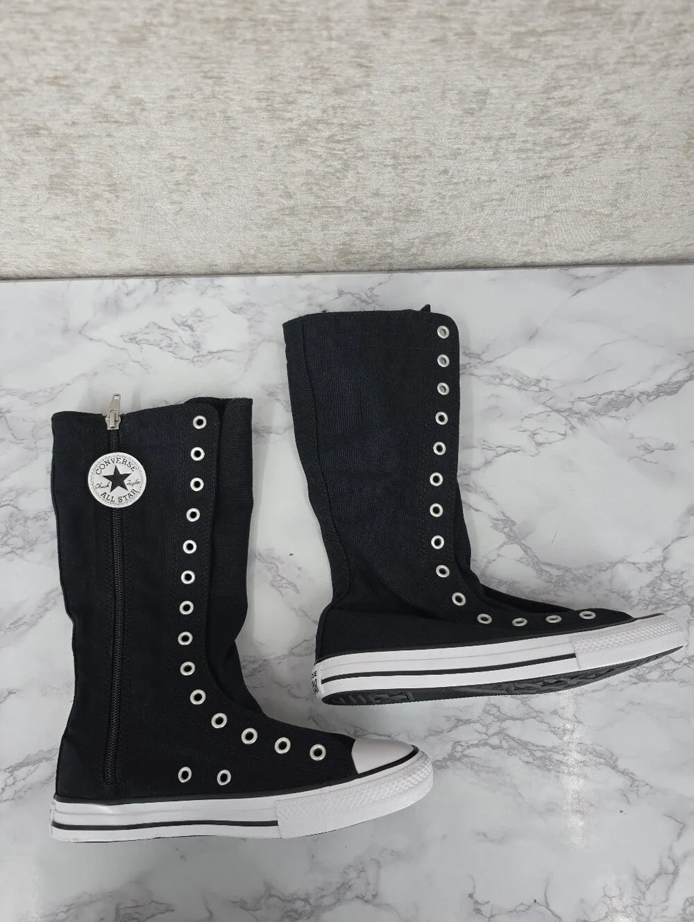 Converse XX HI Knee High Black Sneakers Boots Tennis Shoes Youth 3Y NO LACES
